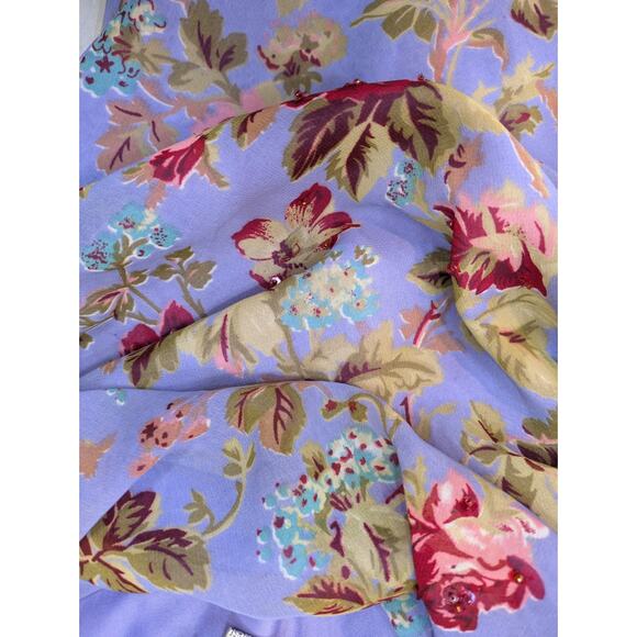 Vintage 90s Paradise NY Purple Beaded Flowy Floral Dress Size M - Picture 5 of 9